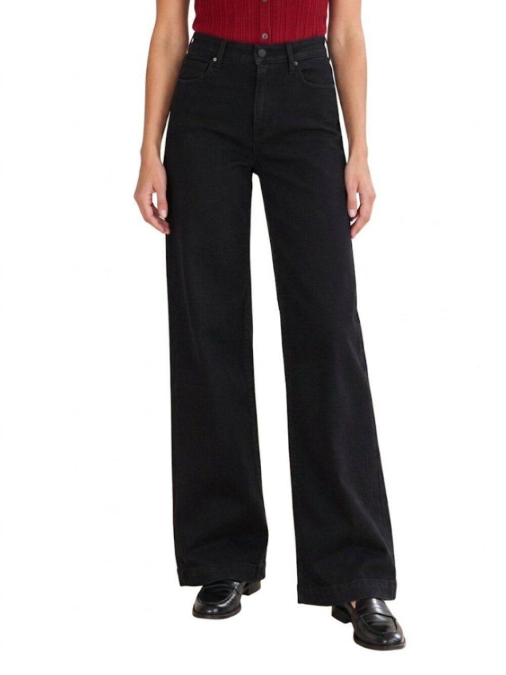 Paige Leenah Wide Leg Jeans Black Shadow High Rise Transcend Denim Retro 26 NWOT